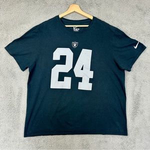 NFL Oakland Raiders Football Team #24 Marshawn Lynch Nike Cotton T-shirt Men’s